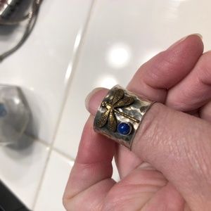 Silver and Bronze Dragon Fly Ring